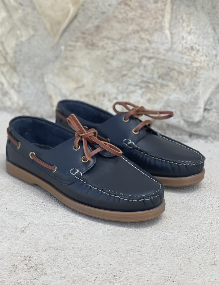 Ανδρικά μπλε δερμάτινα Boat παπούτσια HG175540B φωτογραφία